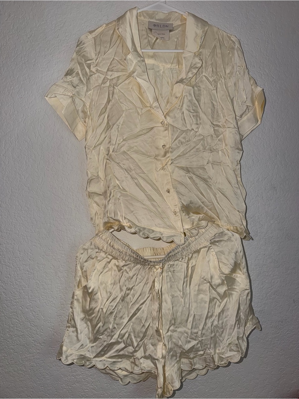 BHLDN Ivory Satin Short Pajama Set